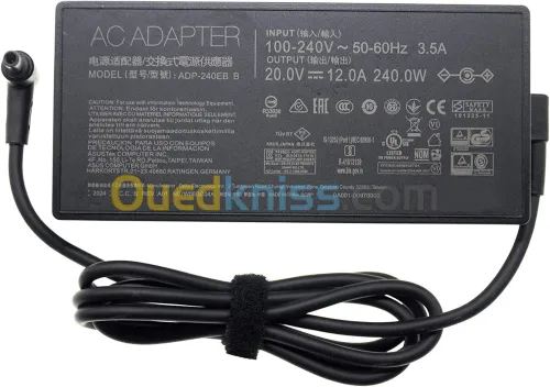 CHARGEUR ASUS 20V 12A 240WH FICHE TOSHIBA / PIN ORIGINAL