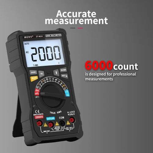 Multimètre numérique professionnel ZOYI ZT-M2H 2000V, testeur de tension CC/CA, de continuité et de résistance pour fils sous tension