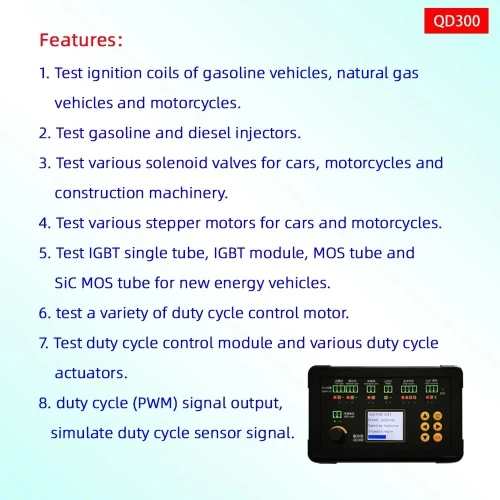 QD300 Détecteur de test de bobine de ville de voiture, injecteur CRIN, électrovanne de ralenti, moteur pas à pas, simulateur d'entraînement de défaut, QD300, nouveau