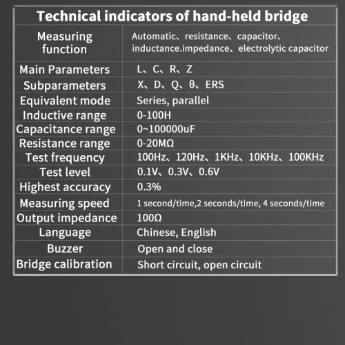 ZOYI DQ01 LCR compteur de pont numérique portable testeur de résistance d'inductance de capacité de haute précision avec affichage numérique