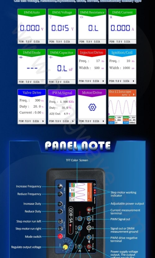 Testeur Dactionneurs Automobiles QDB 5A Oscilloscope Multimetre Outil diagnostic bobine Dallumage