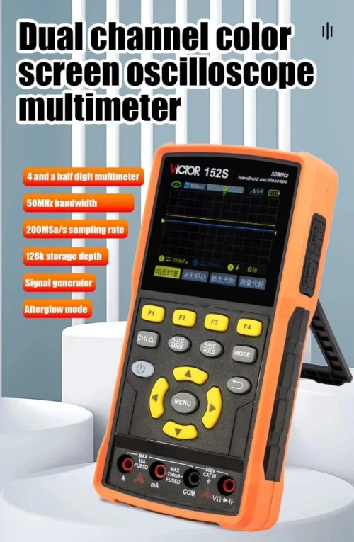 VICTOR  multimètre d'oscilloscope numérique 3 en 1, générateur DDS, Oscilloscope portatif à bande passante 6000Cts 50MHz, taux d'échantillonnage