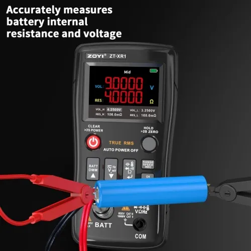 ZOYI ZT-XR1 multimètre True RMS 25000 points avec testeur de résistance interne de batterie 4 fils 1 kHz AC