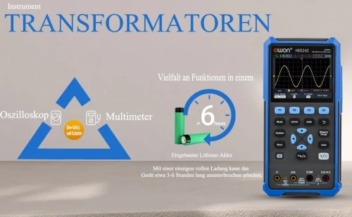 Oscilloscope numérique portable OWON HDS242, 2 canaux, 40 MHz, fréquence d'échantillonnage 250 MS/s, multimètre numérique