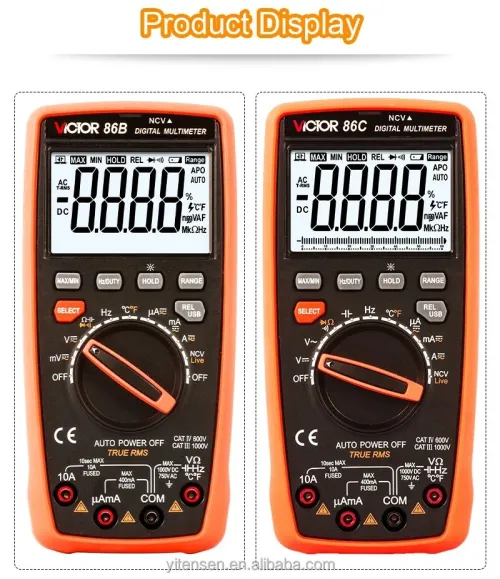 VICTOR 86E multimètre numérique à plage automatique 22000 points 4 1/2 multimètre numérique avec multimètre USB numérique professionnel