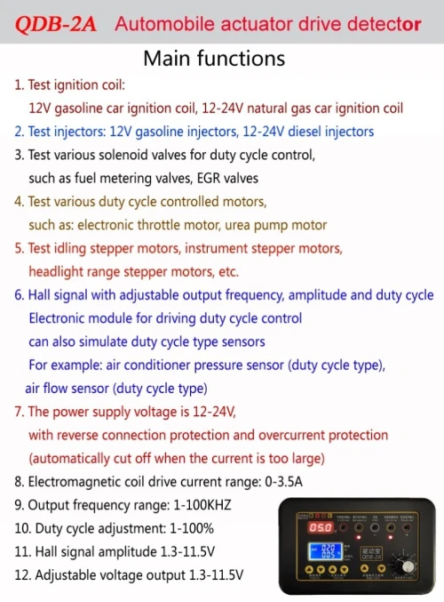 Détecteur  Automobile, QDB 2A testeur   Électrovanne d'injecteur  bobine Instrument