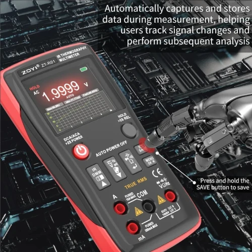 ZOYI ZT-R01 multimètre d'imagerie thermique 2 en 1, multimètre numérique professionnel avec caméra IR, résolution 32x32 25000 comptesT-RMS