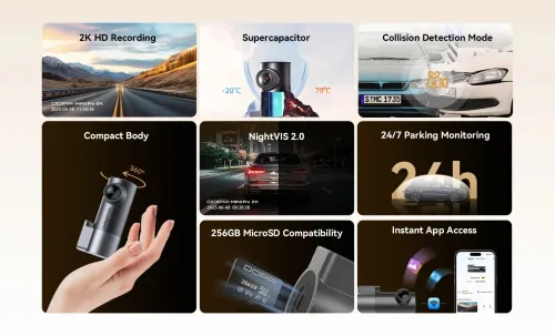 DDPAI MINI Pro 2K Dash Cam WiFi voiture DVR Vision nocturne contrôle vocal intelligent prise en charge 24H moniteur de stationnement voiture Dash caméra enregistreur