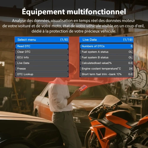 Nouveau Scanner JDIAG M60 OBD2 pour Code de défaut  Moto .  Véhicule, Lecture Gratuite, Réinitialisation ECU, outil De Diagnostic Automobile DTC