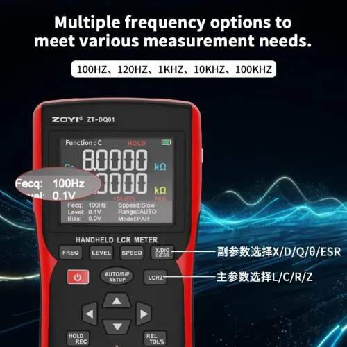 ZOYI DQ01 LCR compteur de pont numérique portable testeur de résistance d'inductance de capacité de haute précision avec affichage numérique