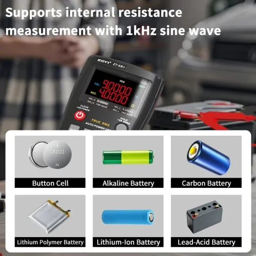ZOYI ZT-XR1 multimètre True RMS 25000 points avec testeur de résistance interne de batterie 4 fils 1 kHz AC
