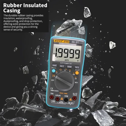 Multimètre numérique ZOYI ZT-303, véritable valeur efficace, 19999 points, plage automatique, voltmètre, ampèremètre, testeur pour l'électronique