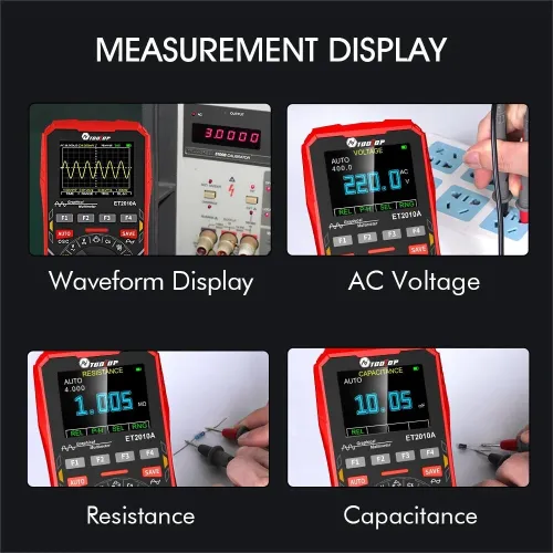 TOOLTOP ET2010A-Multimètre d'oscilloscope numérique portable, outil de test électrique multifonctionnel, 2 en 1, 2.5Msps, 1MHz