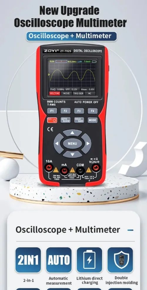 ZOYI ZT702S multimètre numérique automatique True RMS Transistor sonde multimètre 48 M/S 10 MHZ PC forme d'onde stockage de données Oscilloscope