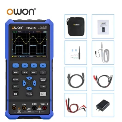 Oscilloscope numérique portable OWON HDS242, 2 canaux, 40 MHz, fréquence d'échantillonnage 250 MS/s, multimètre numérique
