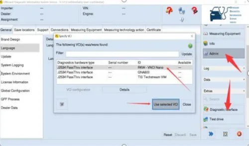VNCI J2534 & Pass Thru فحص جميع السيارات 
