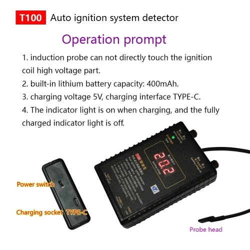 Détecteur de système de ville automatique AM-T100 12V 24V Signal de ville et testeur de tension d'étincelle