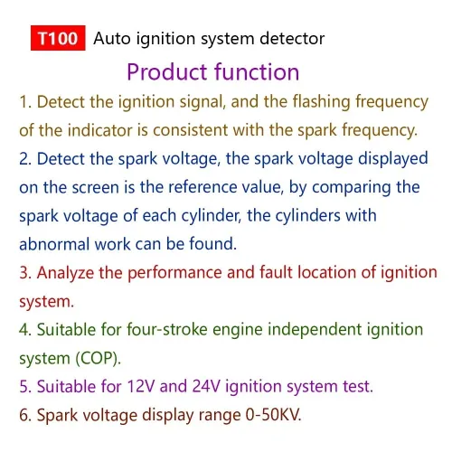 Détecteur de système de ville automatique AM-T100 12V 24V Signal de ville et testeur de tension d'étincelle