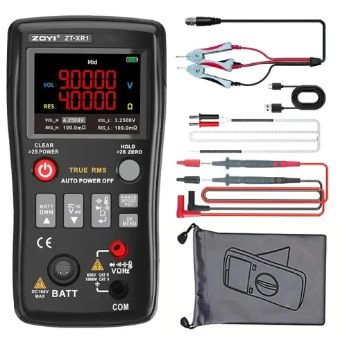 ZOYI ZT-XR1 multimètre True RMS 25000 points avec testeur de résistance interne de batterie 4 fils 1 kHz AC