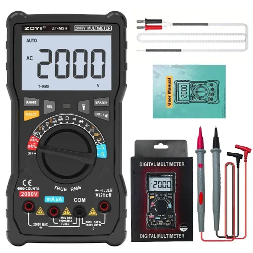 Multimètre numérique professionnel ZOYI ZT-M2H 2000V, testeur de tension CC/CA, de continuité et de résistance pour fils sous tension