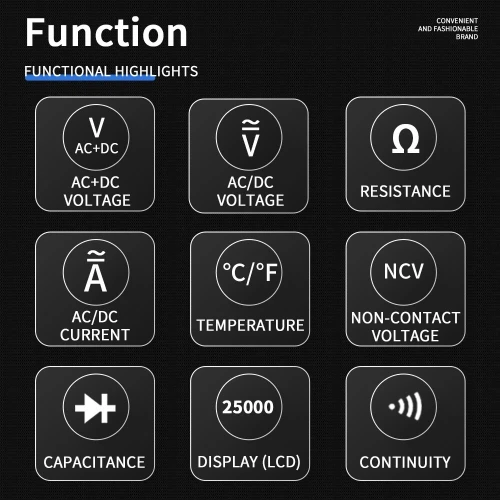 ZOYI 25000 compte ZT-225 haute précision gamme automatique multimètre intelligent électricien anti-brûlure entretien multi-usages aut