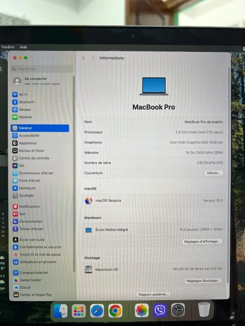 MacBook Pro 2019 touche bar 