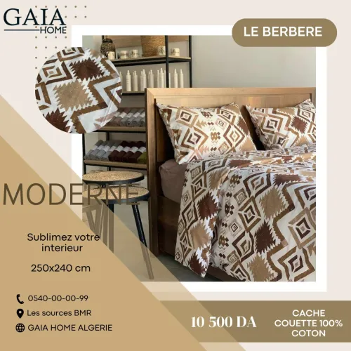 Parure cache couette et Taies d'oreillers 100% coton - LE BERBERE 2 places