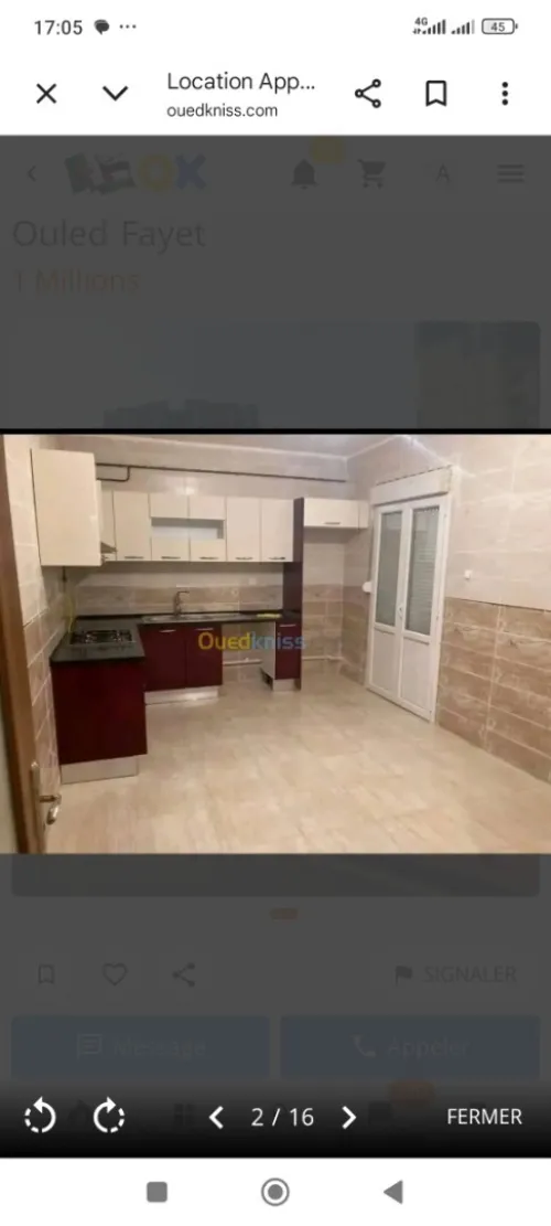 Location Appartement F5 Alger Ouled fayet