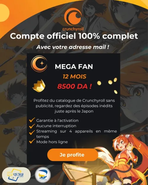 Crunchyroll MEGA FAN Abonnement 12 mois ( Compte personnel avec votre adresse mail !  )
