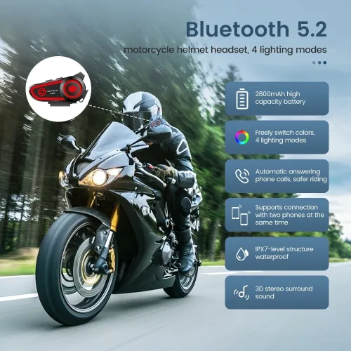 Bluetooth 5.2 casque moto DK02
