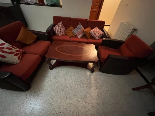 Salon en hêtre 6 places+table basse hêtre    صالون 6 مقاعد من خشب الزان مع مائدة من الزان