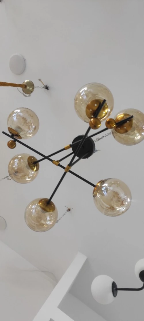 lustre moderne a boules en verre