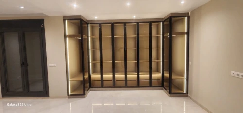 Dressing room En MDF avec porte en verre fumé et LED PROFILÉ