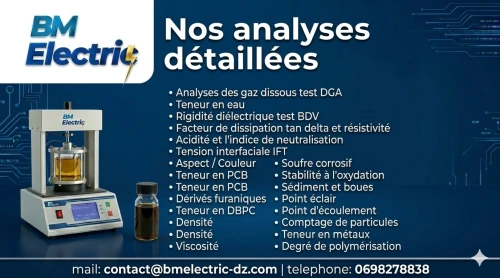 Analyse complète d'huile isolante de transformateur
