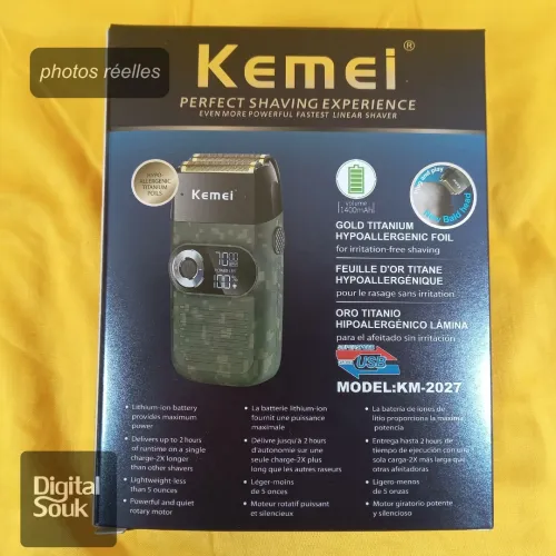 Rasoir électrique/Kemei KM-2027 /édition camouflage/Rechargeable/2Lames/3Vitesses/Lcd ماكينة حلاقة 