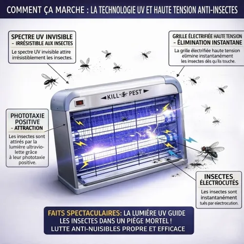 lampe Anti Moustique insecte Moustiques & mouches 20W Néon insectes Piège à mouche Lampe UV ناموس