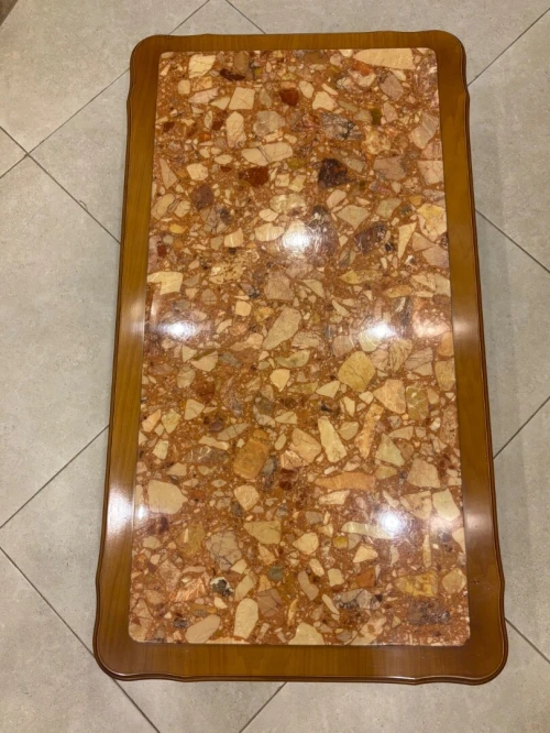 Table basse classique en bois avec marbre 1m/55cm