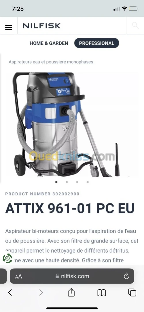 Aspirateur professionnel NILFISK ATTIX 961-01