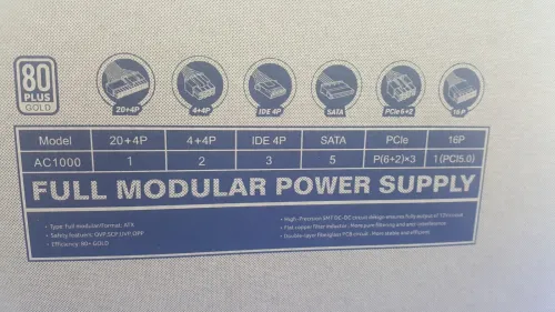 Acer AC1000 Black 1000W (PCIe5.0) 80Plus Gold Fully Modular Power Supply