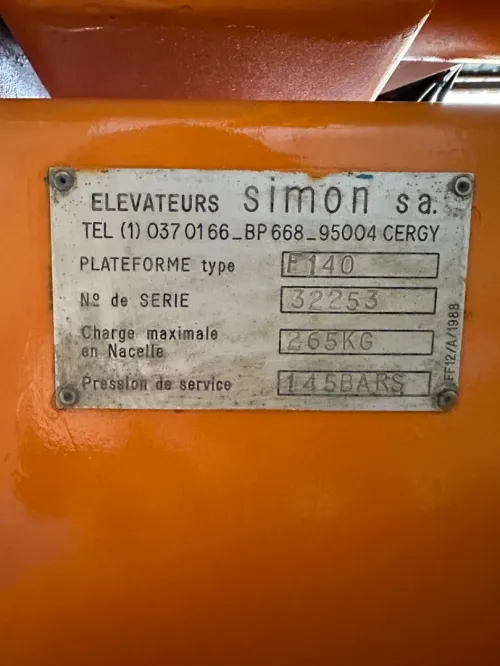 Nacelle Simon 17M Itlinne Hydroulique simple 2020