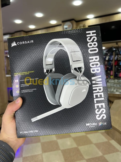 CORSAIR HS80 RGB WIRELESS Premium Gaming Headset with Spatial Audio 