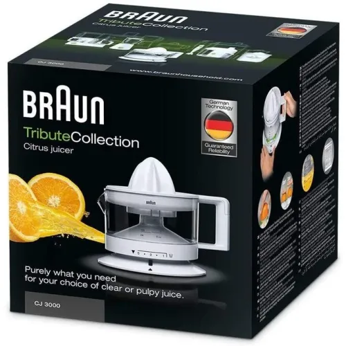 BRAUN Presse Agrumes Electrique CJ3000 ,350 Ml, 20 W, Plastique/ Blanc