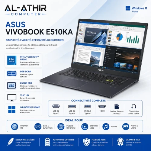 Asus VivoBook E510KAB-BR1048 | Intel Celeron N4500 | 8GB DDR4 | 256GB | 15,6 | Dos