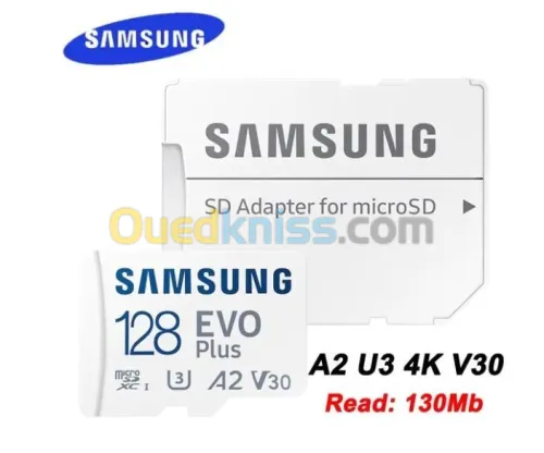 أصلي SAMSUNG EVO Plus-Carte mémoire Micro SD, 128Go, C10 TF, SDXC,U3, V30, 4K 