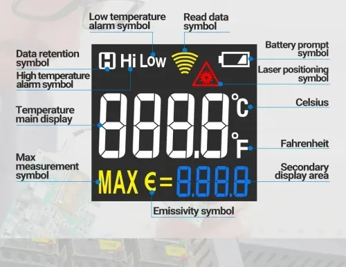 Thermomètre infrarouge ANENG TH203 professionneL-50 C a 600 C de qualité industrielle 12point laser