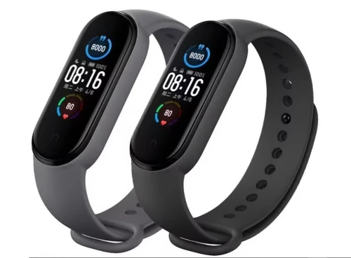 Bracelet en Silicone noir et gris pour Xiaomi Mi Band 7 6 3 4 5 et Bracelet scratch en noir