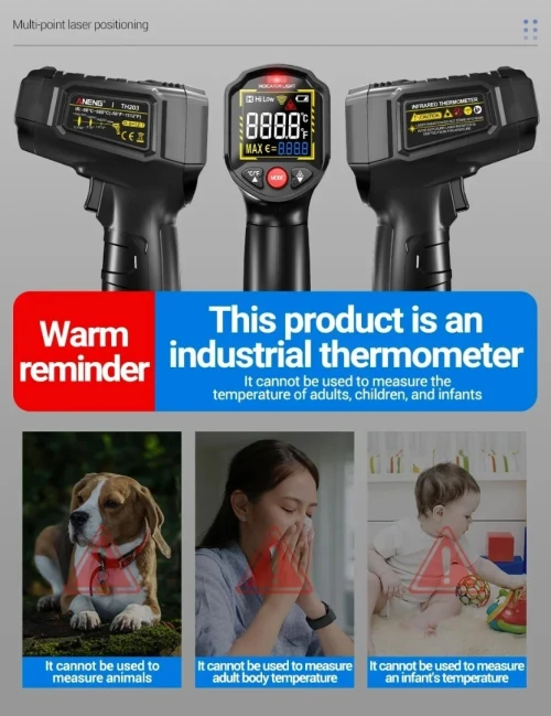 Thermomètre infrarouge ANENG TH203 professionneL-50 C a 600 C de qualité industrielle 12point laser