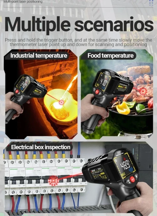 Thermomètre infrarouge ANENG TH203 professionneL-50 C a 600 C de qualité industrielle 12point laser