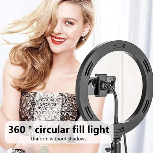 Support trépied pour selfie avec anneau lumineux LED à intensité variable