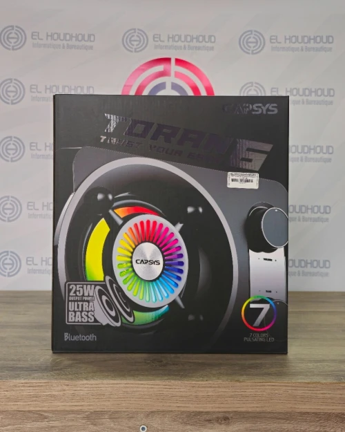 HAUT PARLEUR BLUETOOTH RGB GM 2.1 / 25W (LEC CM+USB+FM+AUX+BT+MP3+TELECOMANDE) CAPSYS TORAN 6
